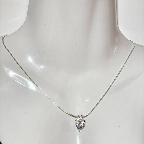 Cross My Heart Infinity Silver Heart Necklace Made with‎ Swarovski Crystals - Picture 10 of 12